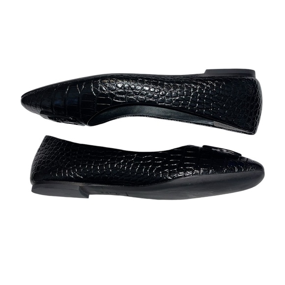 Tory Burch Georgia Square-Toe Croc-Embossed Leather Ballet Flat - Size 8.5 - Picture 7 of 10